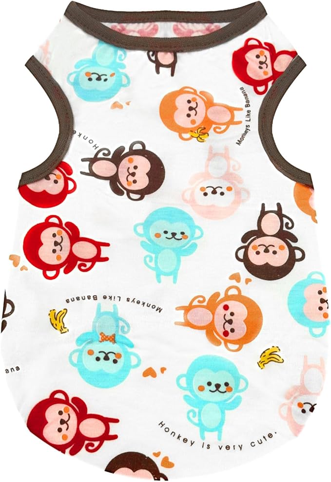 PETCARE Cartoon Dog Shirts for Small Dogs Cute Dog Clothes Brown Monkey Tshirt - Image 9
