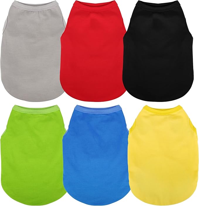 Paiaite 6 Pieces Plain Dog Shirt Sleeveless Puppy Cotton Dog Shirts Breathable by Paiaite