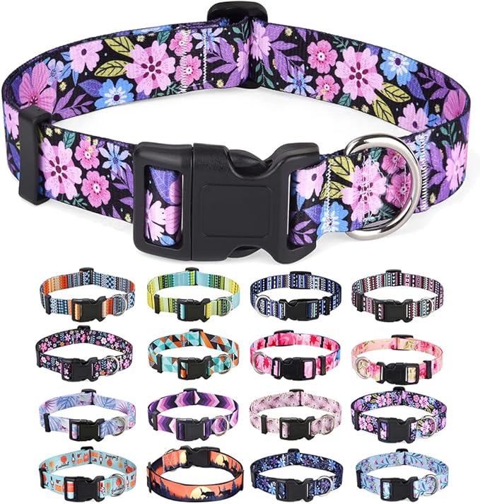 Mihqy Dog Collar with Bohemia Floral Tribal Geometric Patterns by Mihqy