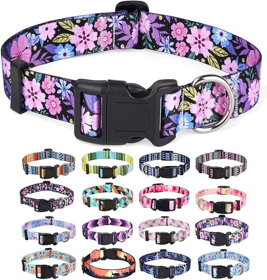 Mihqy Dog Collar with Bohemia Floral Tribal Geometric Patterns by Mihqy
