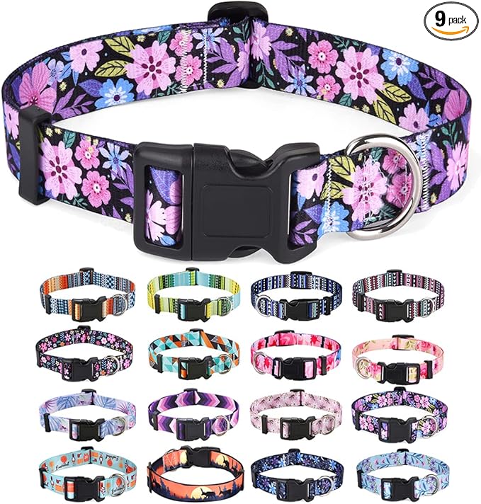 Mihqy Dog Collar with Bohemia Floral Tribal Geometric Patterns by Mihqy