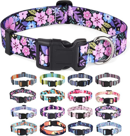Mihqy Dog Collar with Bohemia Floral Tribal Geometric Patterns by Mihqy