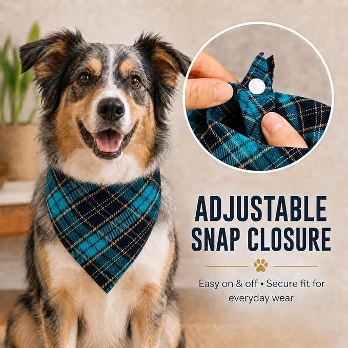 Dual Layer Green Plaid Dog Bandana - Image 3