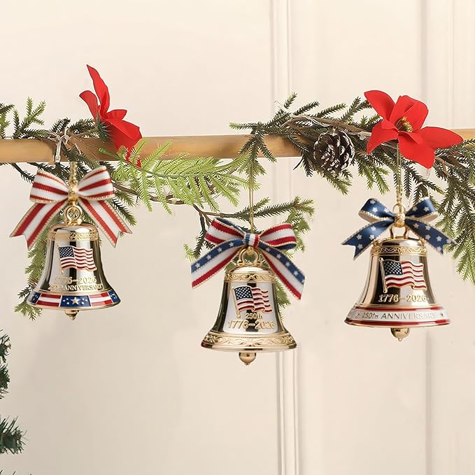 6 Pcs 250th Anniversary Liberty Bell Ornament Christmas Bell Ornaments - Image 4