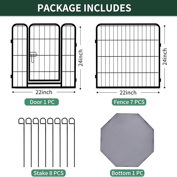 PETIME Dog Playpen, Metal Exercise Puppy Pen Heavy Duty Kennels Yard Fence - Image 5