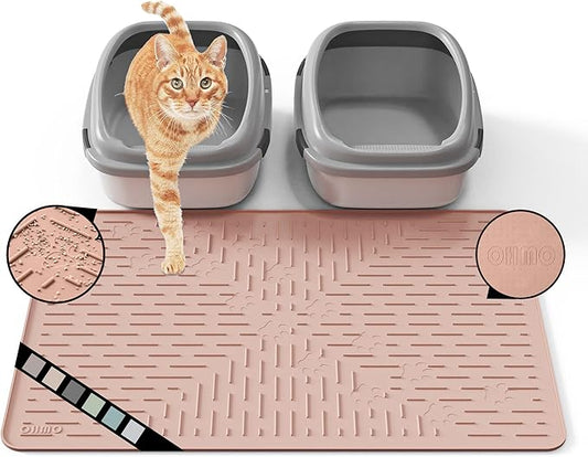 Cat Litter Mat Large Trapping Mat Premium Silicone Rubber 31.5x23.6 Coral by OHMO
