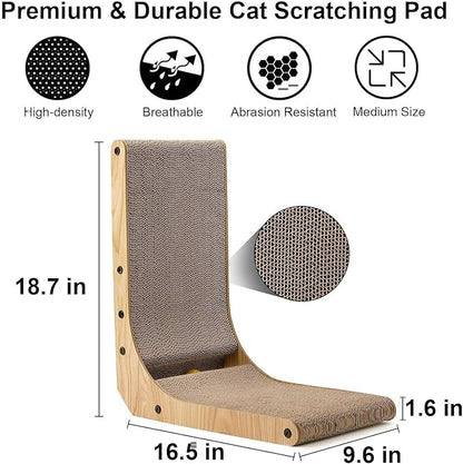 FUKUMARU Cat Scratcher, 18.7 Inch L Shape Cat Scratch Pad Wall Mounted - Image 3