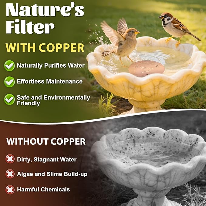 2PCS Bird Bath Copper Disk, Reinforced 99.99% Pure Copper Disc - Image 3