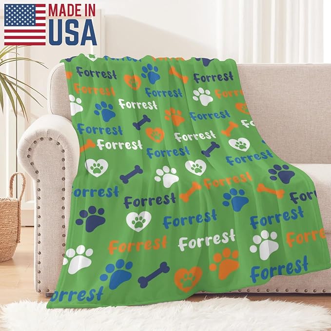 Personalized Dog Blankets with Name, Custom Paw Print Blanket - Image 2