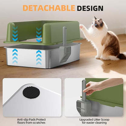 WoofiGo Enclosed Stainless Steel Cat Litter Box - Image 6