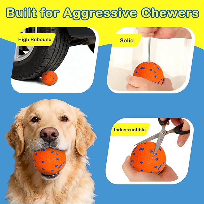 Dog Balls Tennis Ball for Aggressive Chewers Indestructible Dog Teething Chew - Image 5