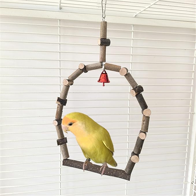 Natural Wood Bird Swing Perch - Image 3