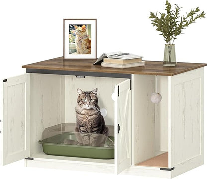 Hzuaneri Cat Litter Box Enclosure, Hidden Litter Box Cabinet Furniture - Image 9