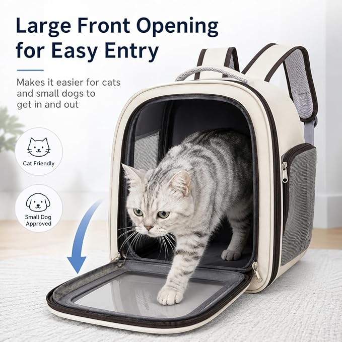 Cat Carrier Backpack for Cats&Small Dogs, Airline Approved TSA Foldable Pet - Image 4