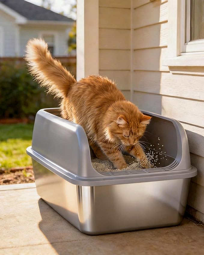 Powools Stainless Steel Cat Litter Box, Metal Litter Box - Image 9