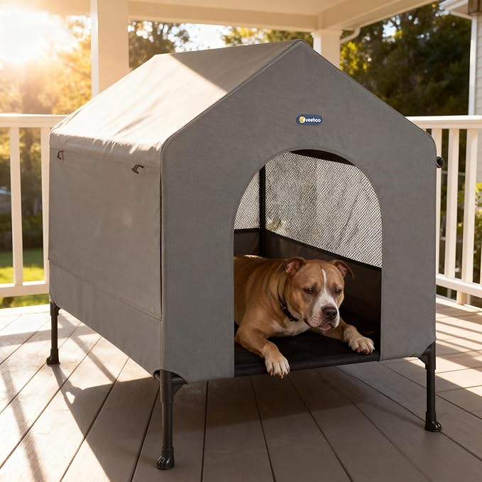 Veehoo 35" Dog House, 2-in-1 Large Dog House Outdoor Indoor Weatherproof by Veehoo