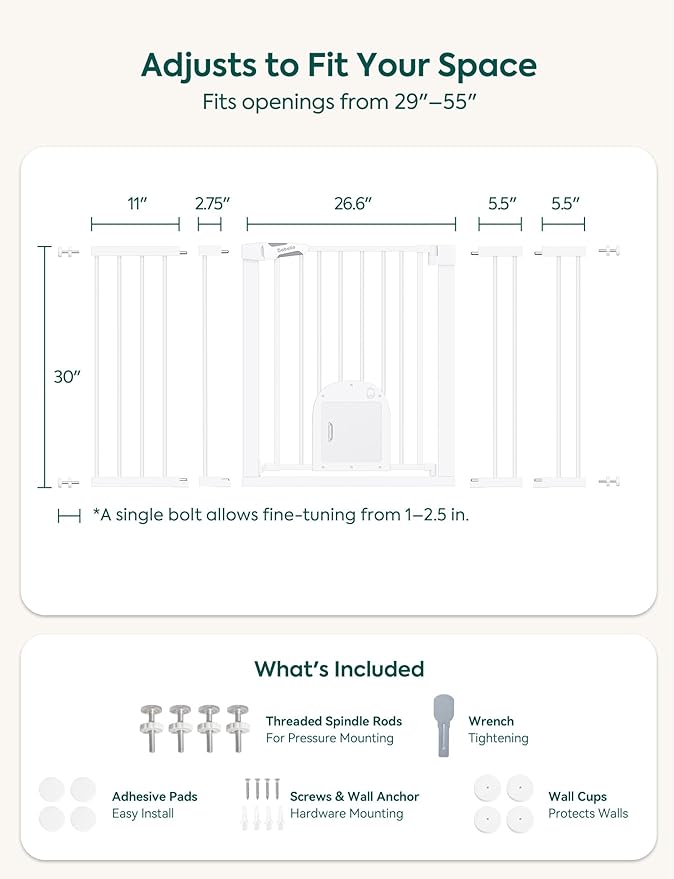 Babelio Baby Gate with Cat Door, CatPrivilege Ⅲ, Extra Wide 29-55" Cat Gate - Image 4