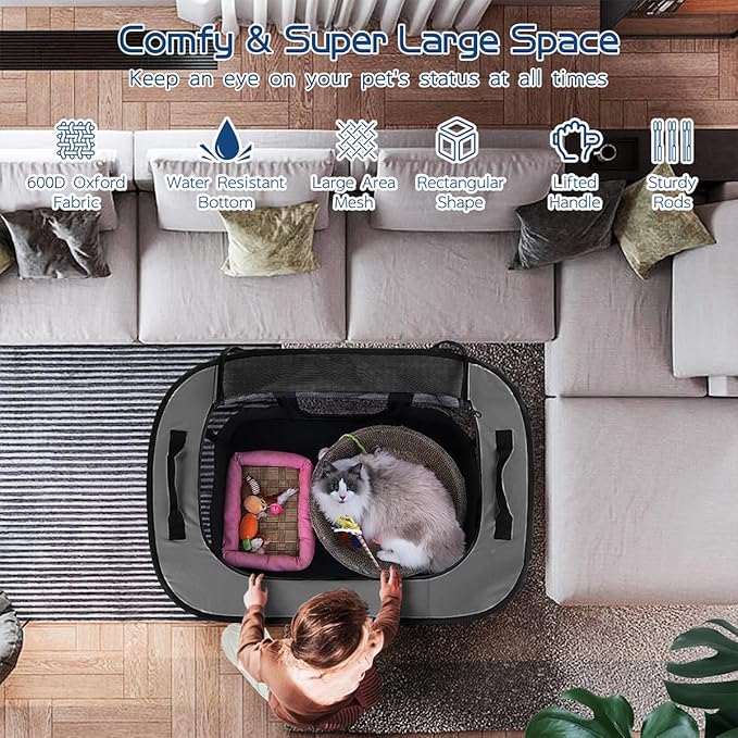 Dog Playpen, Pet Playpen, Foldable Puppy Cat Playpen, Portable Exercise Kennel - Image 5