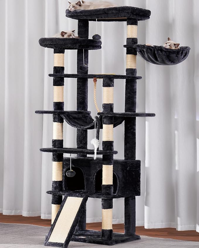 Heybly Tall Cat Tree, 78-inch Multi-Level Cat Tower - Image 6