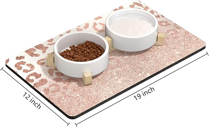 Rnivvi Dog Food Mat, Cute Anti-Slip Rubber Pet Feeding Rug Protect Floors - Image 2