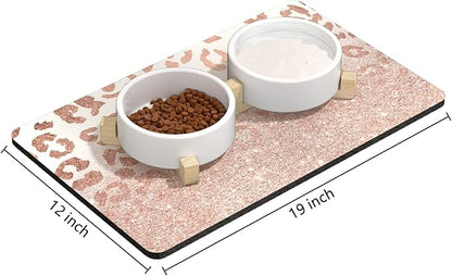 Rnivvi Dog Food Mat, Cute Anti-Slip Rubber Pet Feeding Rug Protect Floors - Image 2