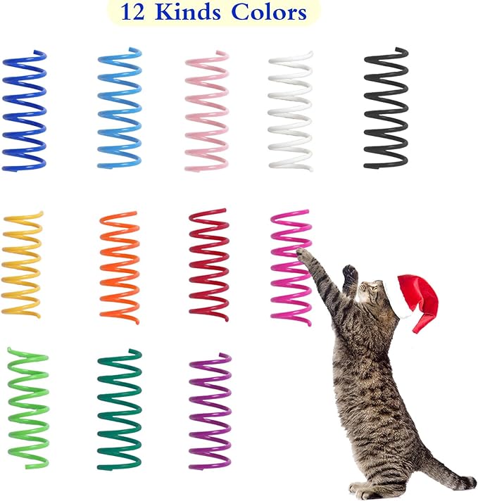 12PCS 12Colors Cat Spring Toys for Indoor Cats, Interactive Coil Springs for - Image 4
