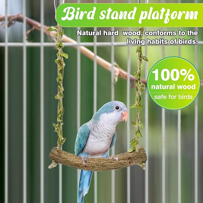 Natural Wood Bird Swing Perch - Image 3