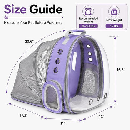 Expandable Cat Backpack Carrier, Breathable Clear Bubble Window Pet Carrier - Image 2