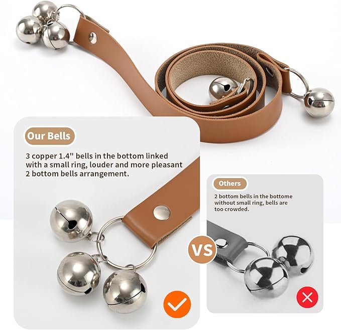Luckyiren Brown Leather Hanging Door Bells - Image 5
