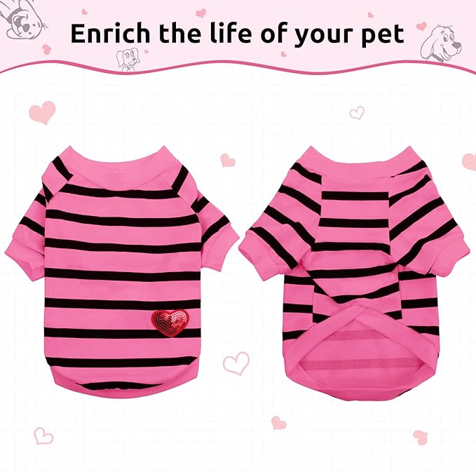 Pet Dog Striped T-Shirt Dogs Cats Cotton Vest Spring Summer Pet Apparel Tee - Image 4