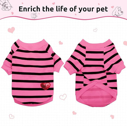 Pet Dog Striped T-Shirt Dogs Cats Cotton Vest Spring Summer Pet Apparel Tee - Image 4
