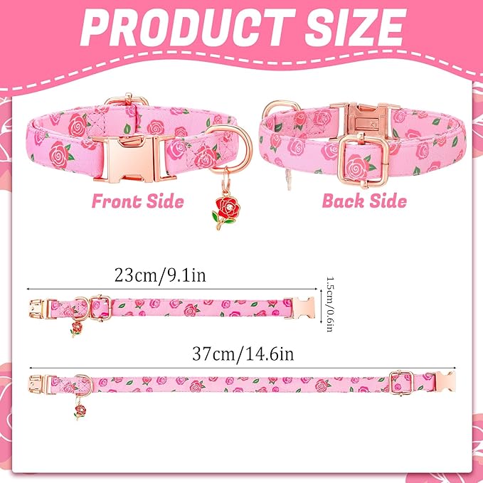 3 Pack Floral Dog Collars for Small Dogs Pink Dog Collar - Image 2