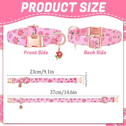3 Pack Floral Dog Collars for Small Dogs Pink Dog Collar - Image 2