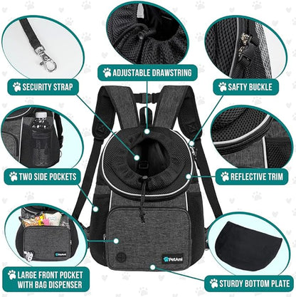PetAmi Adjustable Dog & Cat Chest Carrier Backpack, Ventilated - Image 4