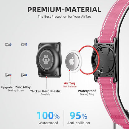 AirTag Dog Collar, IP68 Waterproof Air Tag Dog Collar Holder, Reflective - Image 3