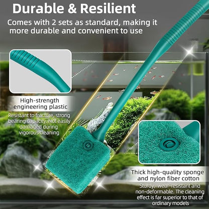 DaToo 2 PCS Fish Tank Cleaning Tools Double Sided Sponge Brush Cleaner Long - Image 4