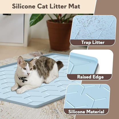 Garoopion Silicone Cat Litter Trapping Mat, Large Waterproof 34" X 22" Cat - Image 3