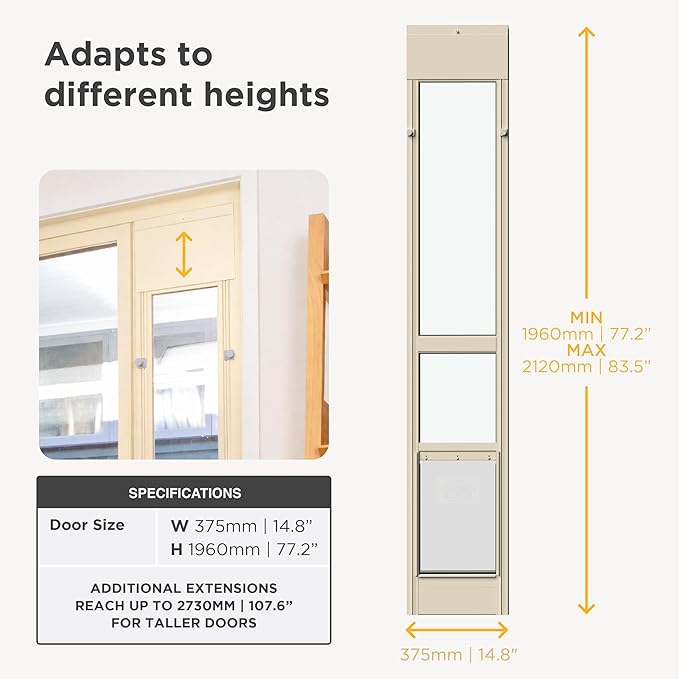 Hakuna Pets Cream Glass Patio Pet Door - Image 6