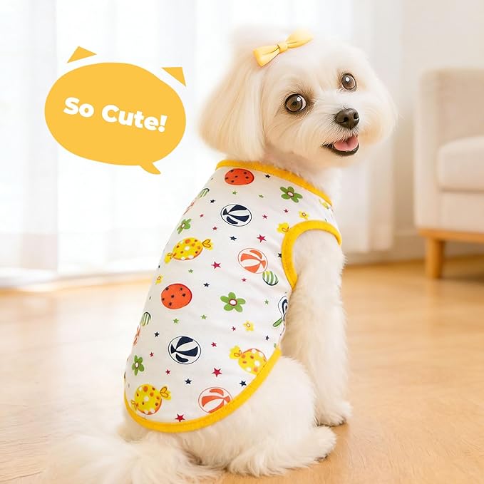 PETCARE Cartoon Dog Shirts for Small Dogs Cute Dog Clothes Yellow Lollipop - Image 3