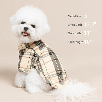 PUPTECK Plaid Dog Shirt, Cute Puppy Cat Polo T-Shirt, Soft Pet Clothes Outfit - Image 7