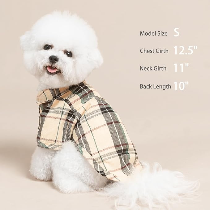 PUPTECK Plaid Dog Shirt, Cute Puppy Cat Polo T-Shirt, Soft Pet Clothes Boy Girl - Image 7