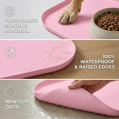 BLESWIN Waterproof Silicone Pet Feeding Mat Pink - Image 4