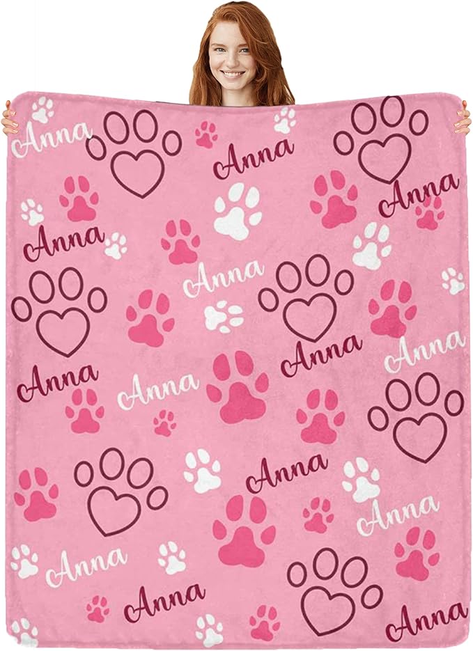 Personalized Paw Print Dog Blanket by Artsadd