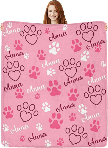 Personalized Paw Print Dog Blanket by Artsadd