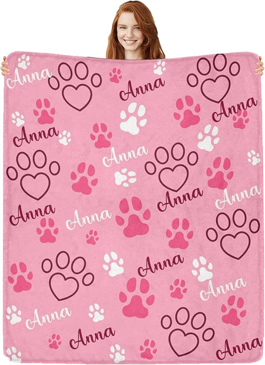Personalized Paw Print Dog Blanket by Artsadd