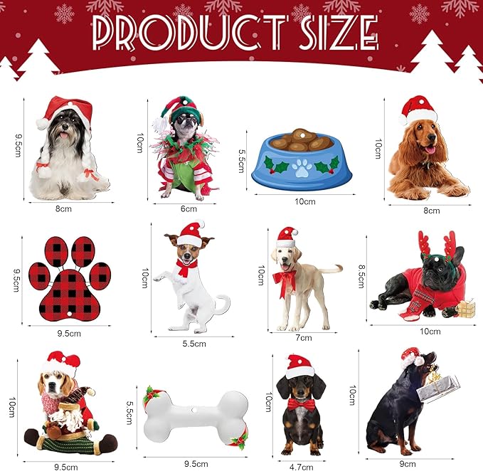 Kathfly 36 Pcs Dog Ornaments for Christmas Tree Wooden Dog Christmas Ornaments - Image 3