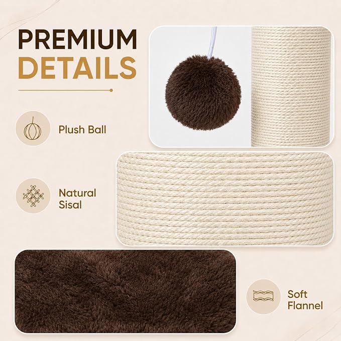 PAWSCRAT Cat Scratching Post 32 Inch High, 5.5 Inch Large Diameter Natural - Image 5