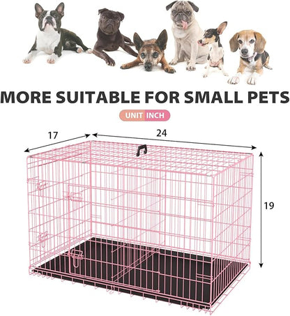 BestPet | Dog Crate | 24" | Pink | Foldable Metal Kennel - Image 7