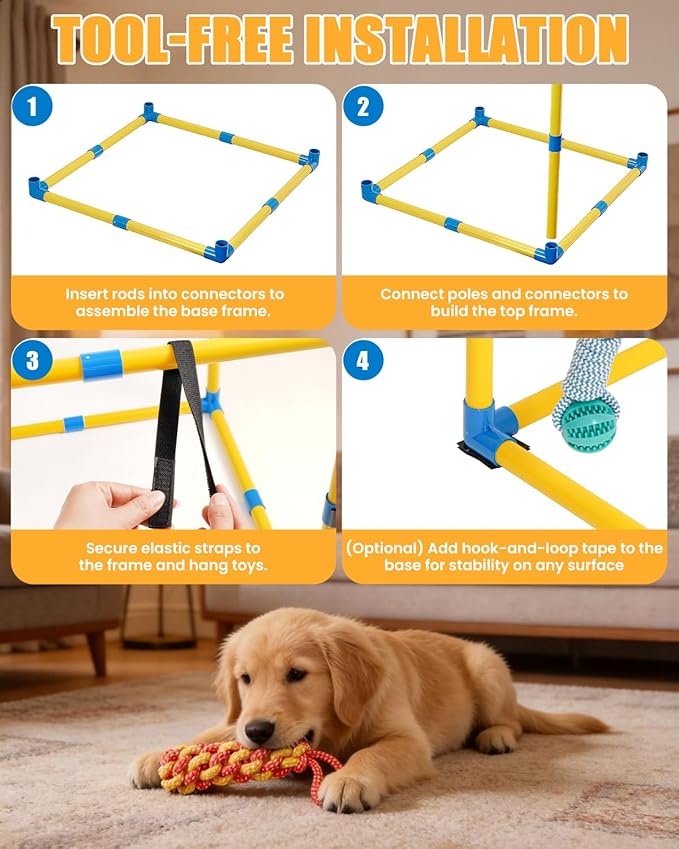 Puppy Play Gym for Small Dogs, 23.6"x 23.6" Large Indoor Dog Jungle Gym - Image 5
