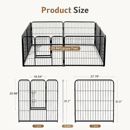 DUMOS Dog Playpen Indoor, Metal 32 Inch 8 Panels Foldable Pet Fence - Image 5